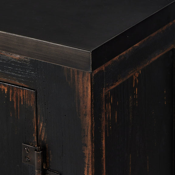 The Humptulips River Moonshine Cabinet - Distressed Burnt Black