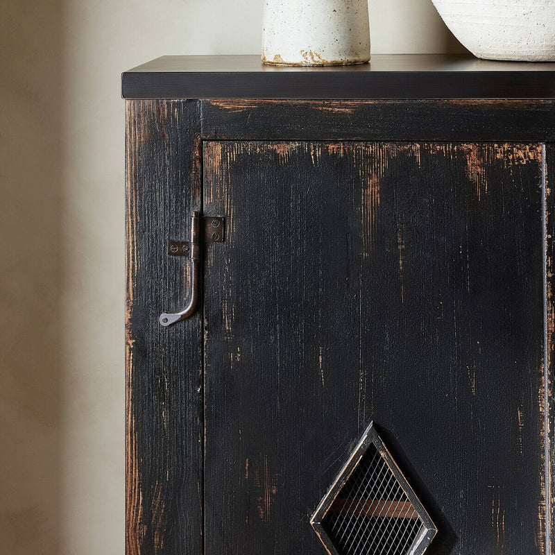 The Humptulips River Moonshine Cabinet - Distressed Burnt Black