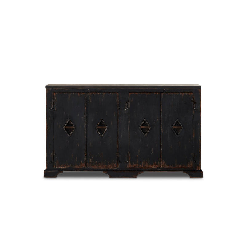 The Humptulips River Moonshine Cabinet - Distressed Burnt Black