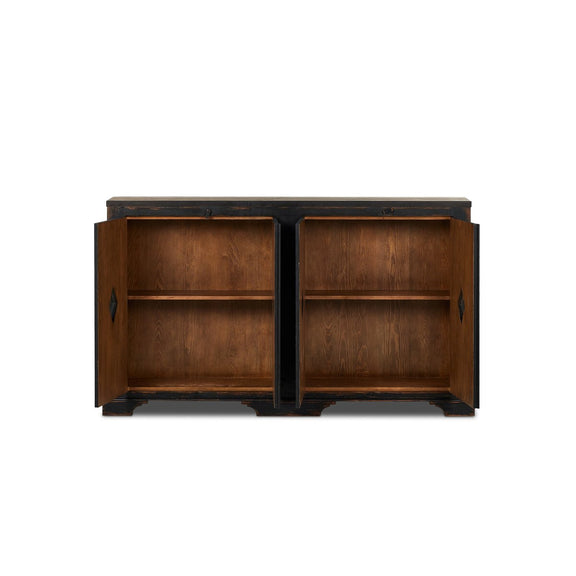 The Humptulips River Moonshine Cabinet - Distressed Burnt Black