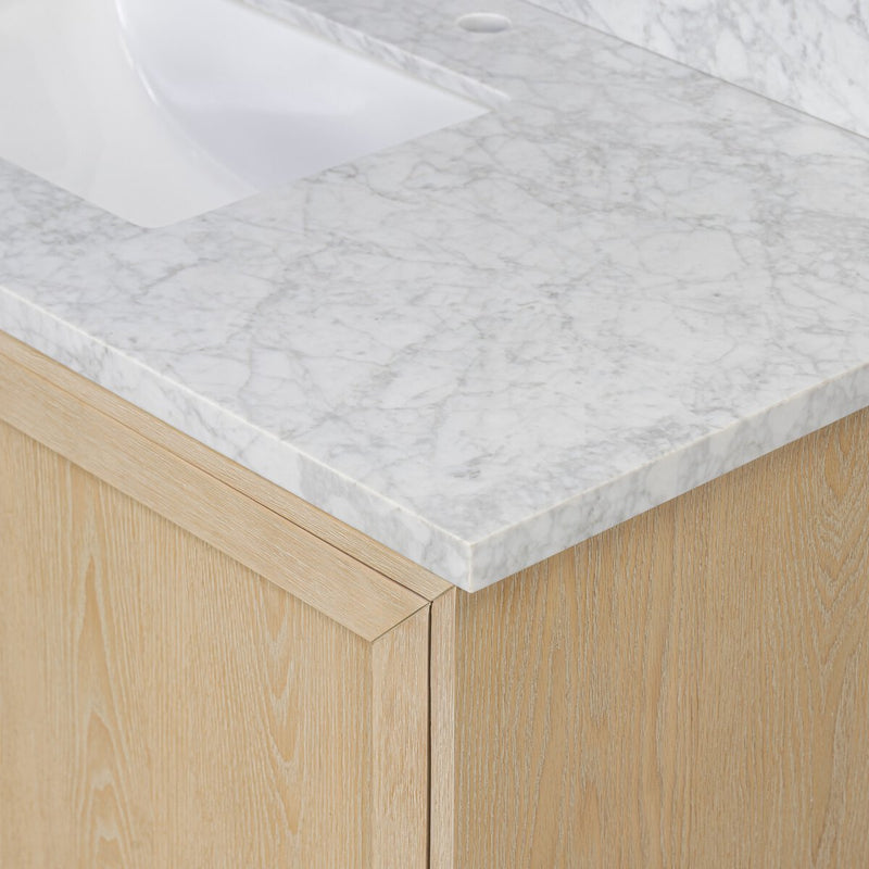 Millie Single Wide Vanity - Satin Bleached Oak Veneer