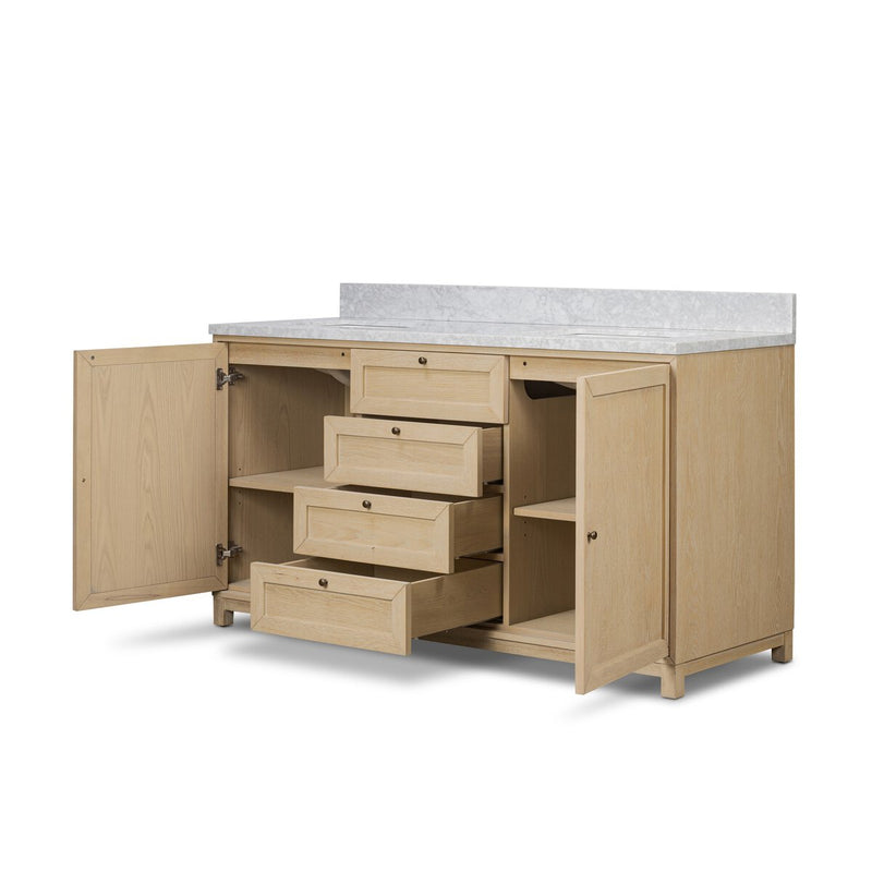 Millie Double Vanity - Satin Bleached Oak Veneer