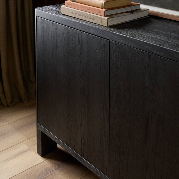 Noeline Sideboard - Cracked Smoked Black Veneer