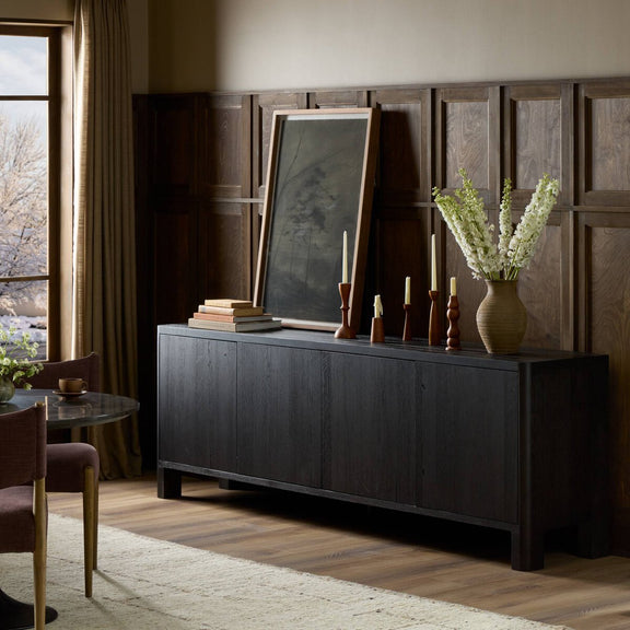 Noeline Sideboard - Cracked Smoked Black Veneer