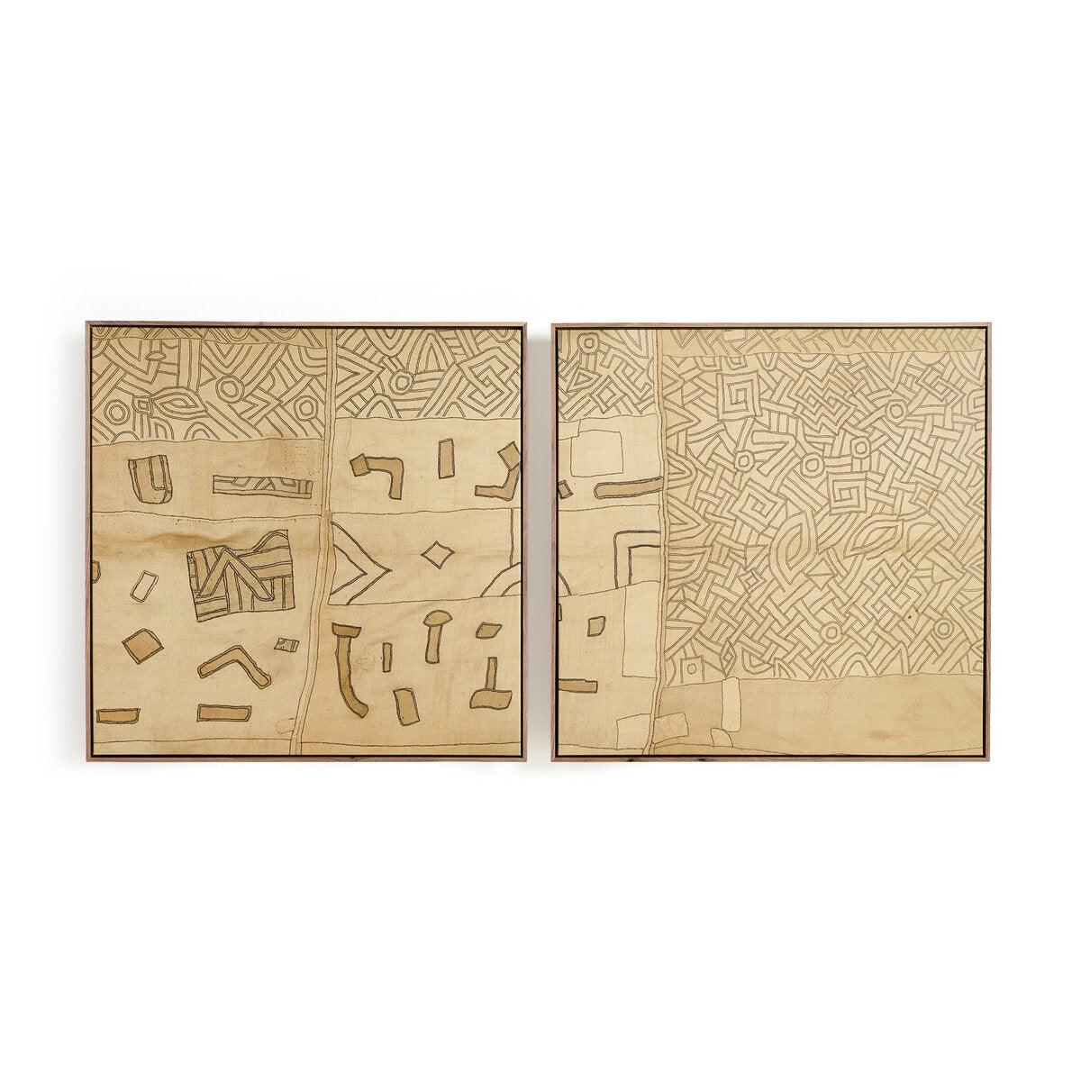 Kuba Diptych by FH Art Studio - Rustic Walnut Floater