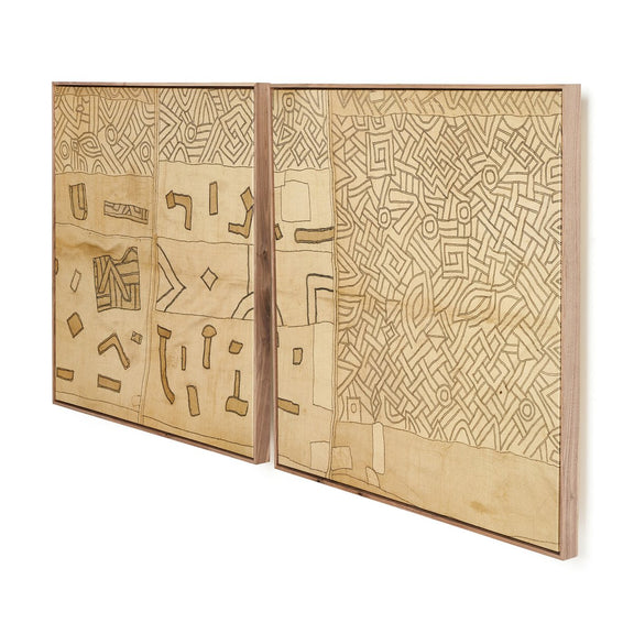 Kuba Diptych by FH Art Studio - Rustic Walnut Floater