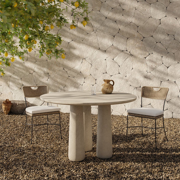 Rye Outdoor Dining Table-48" - Aged White Concrete