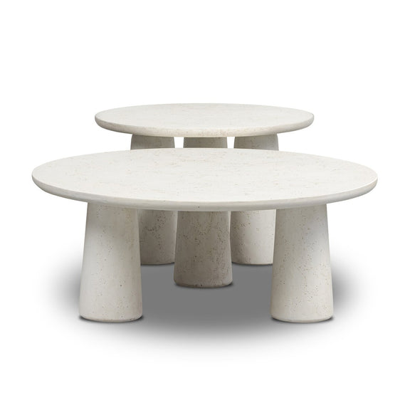 Rye Outdoor Nesting Coffee Tables - Aged White Concrete