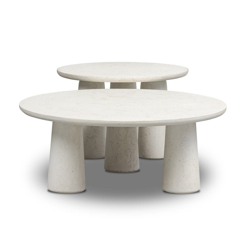 Rye Outdoor Nesting Coffee Tables - Aged White Concrete