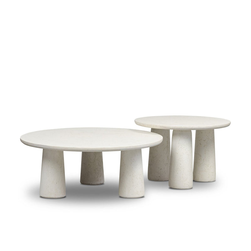Rye Outdoor Nesting Coffee Tables - Aged White Concrete