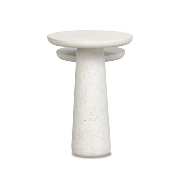 Rye Outdoor Nesting End Tables - Aged White Concrete