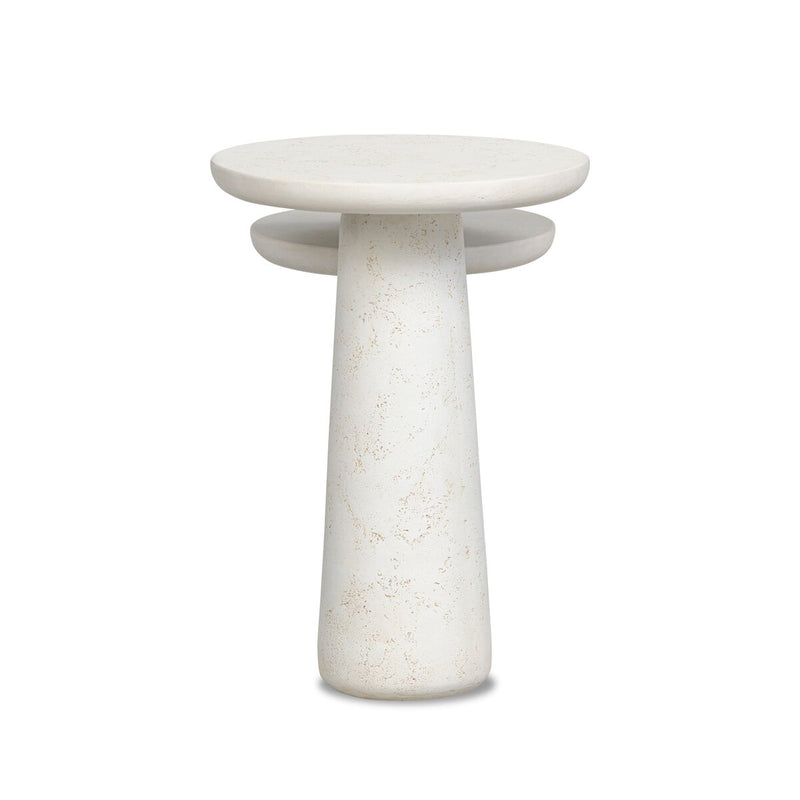 Rye Outdoor Nesting End Tables - Aged White Concrete