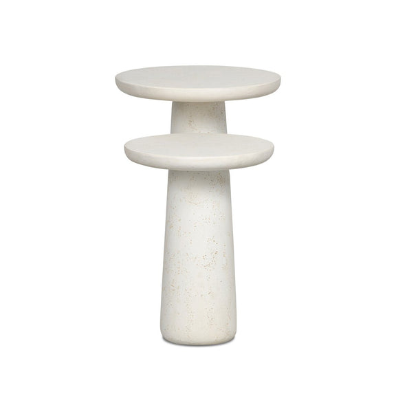Rye Outdoor Nesting End Tables - Aged White Concrete