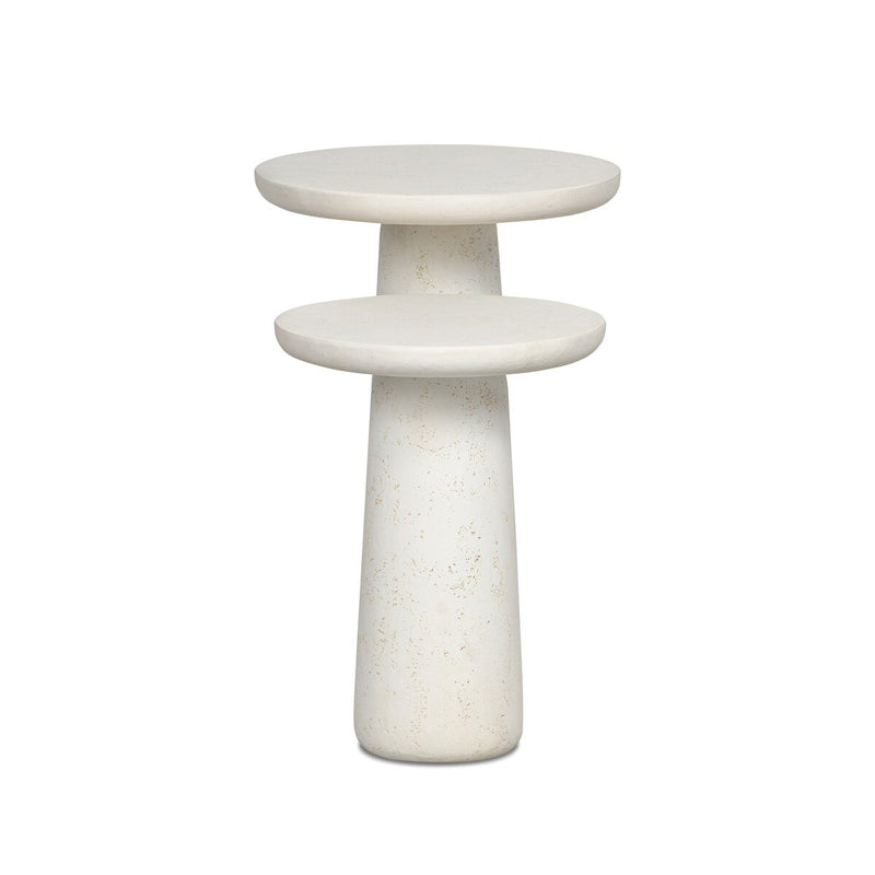 Rye Outdoor Nesting End Tables - Aged White Concrete