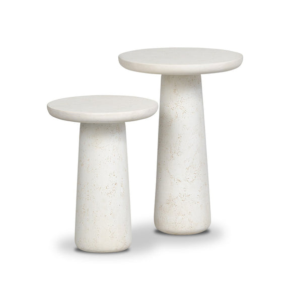 Rye Outdoor Nesting End Tables - Aged White Concrete