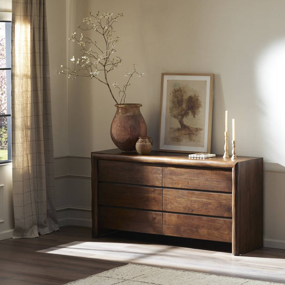 Nigel 6 Drawer Dresser - Rustic Brown Acacia