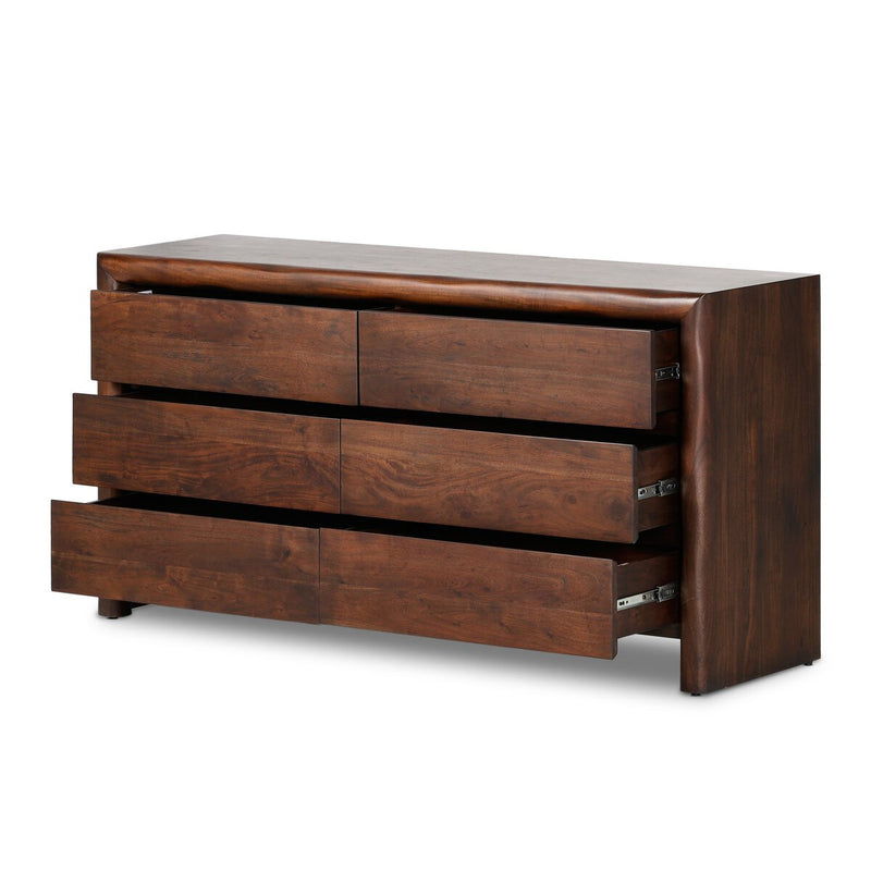 Nigel 6 Drawer Dresser - Rustic Brown Acacia