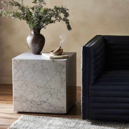 Hunter End Table - White Carrara Marble