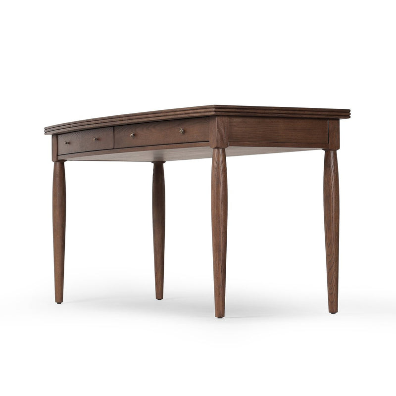 Bowfront Desk - Drifted Oak Veneer