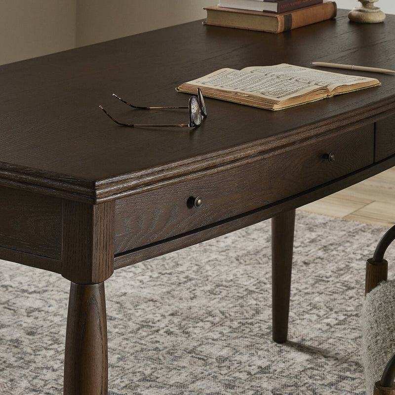 Bowfront Desk - Drifted Oak Veneer