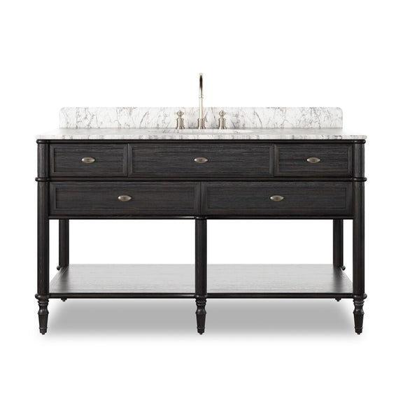 Toulouse Single Wide Vanity - Satin Black Veneer