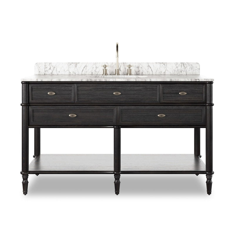 Toulouse Single Wide Vanity - Satin Black Veneer