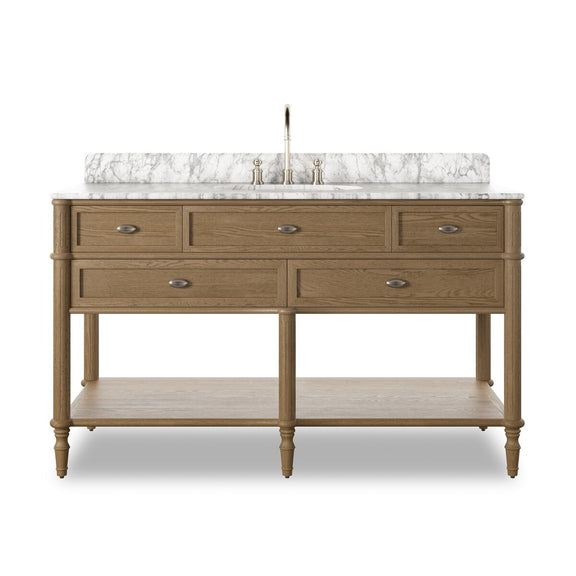 Toulouse Single Wide Vanity - Washed Blonde Oak Veneer