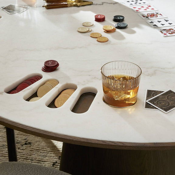 Skye Poker Table - White Marble