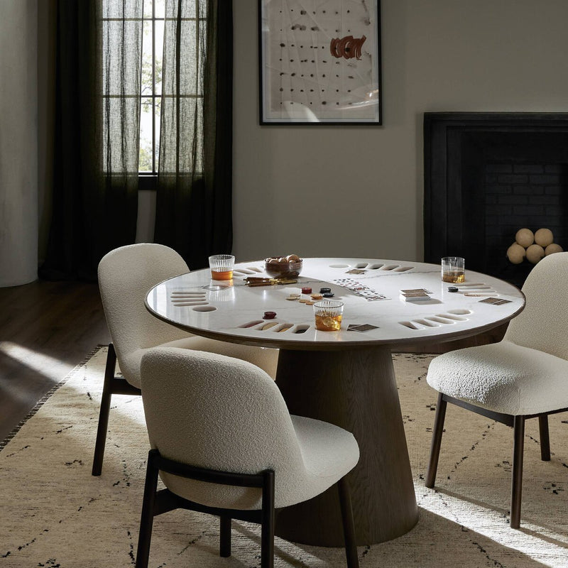 Skye Poker Table - White Marble