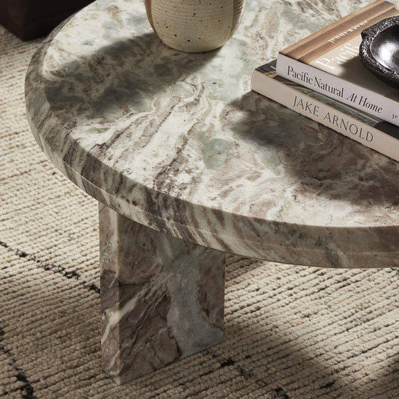 Dakota Nesting Coffee Table - Creamy Taupe Marble Solid