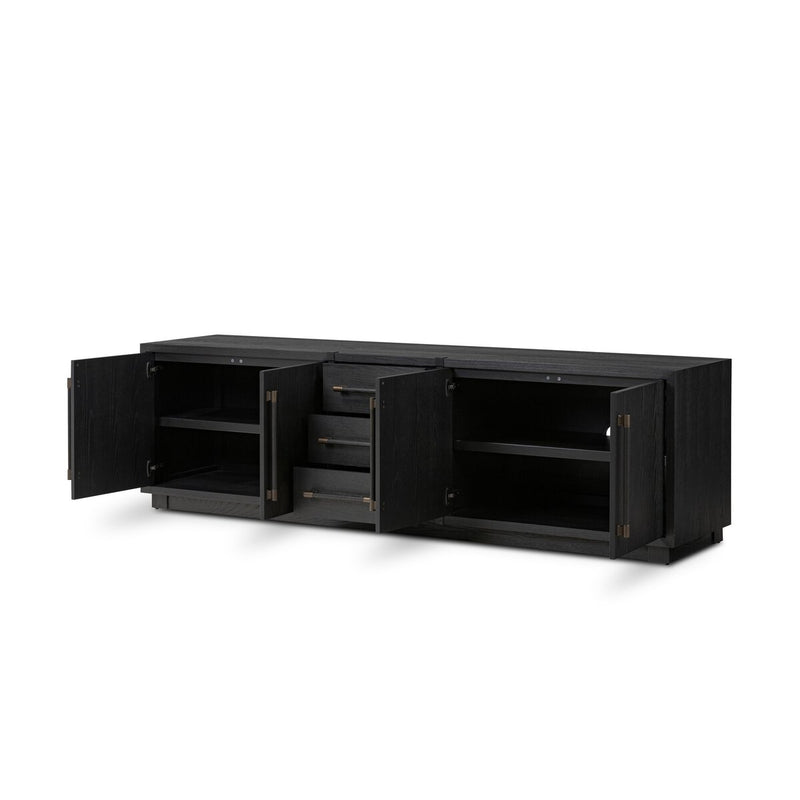 Adolfo Media Console - Modern Black Ash