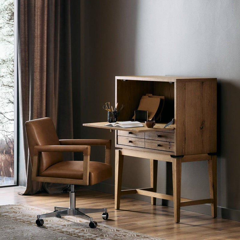Bergstrom Secretary Desk - Warm Natural Oak Veneer