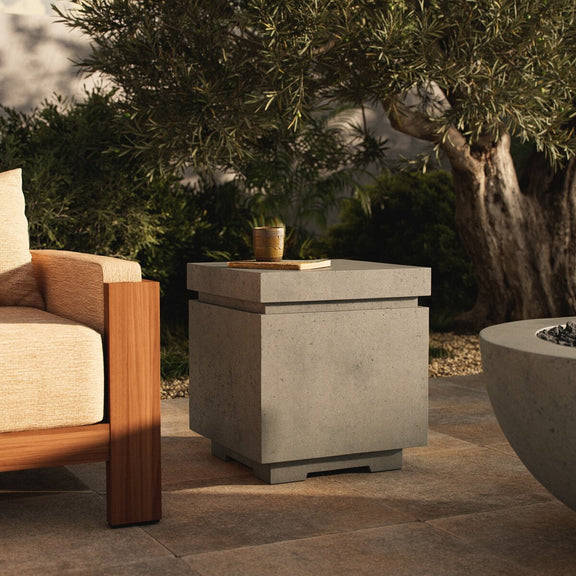 Posen Outdoor Square Propane Enclosure - Pewter Concrete