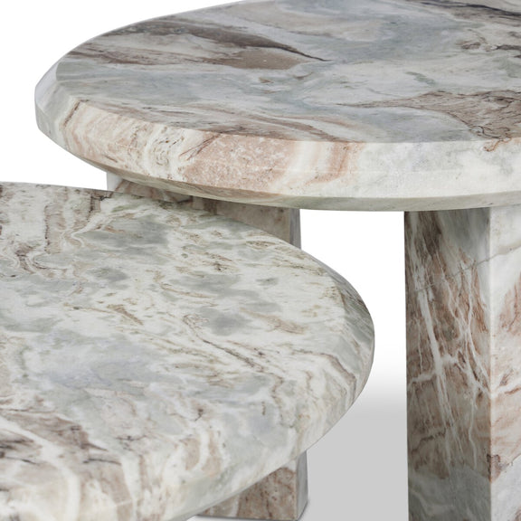 Dakota Nesting Coffee Tables - Creamy Taupe Marble Solid