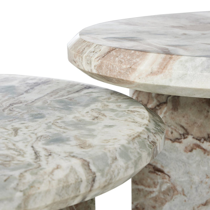 Dakota Nesting Coffee Tables - Creamy Taupe Marble Solid