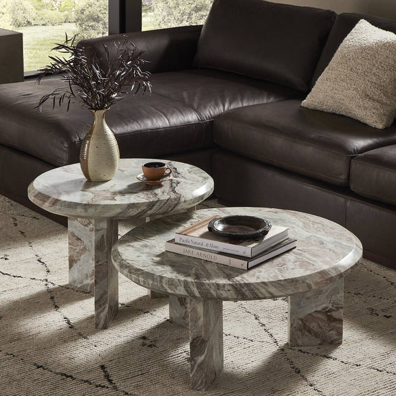 Dakota Nesting Coffee Tables - Creamy Taupe Marble Solid
