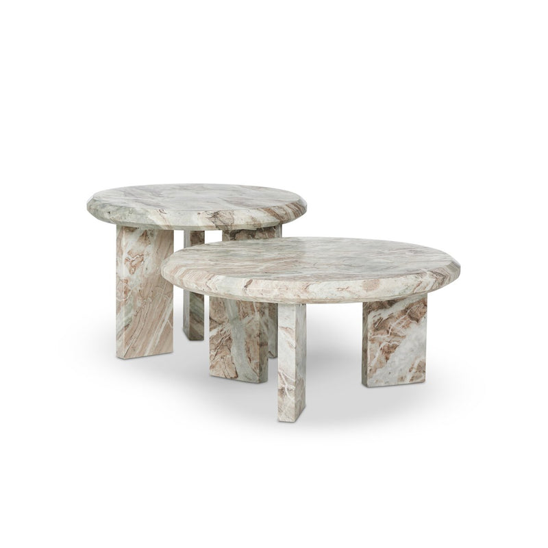Dakota Nesting Coffee Tables - Creamy Taupe Marble Solid