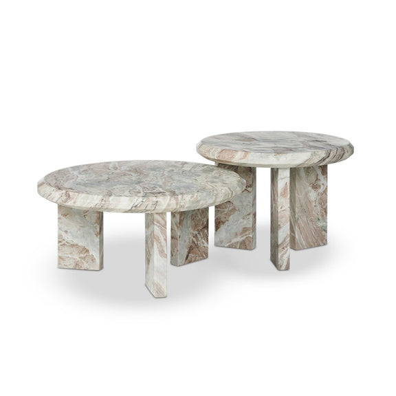 Dakota Nesting Coffee Tables - Creamy Taupe Marble Solid