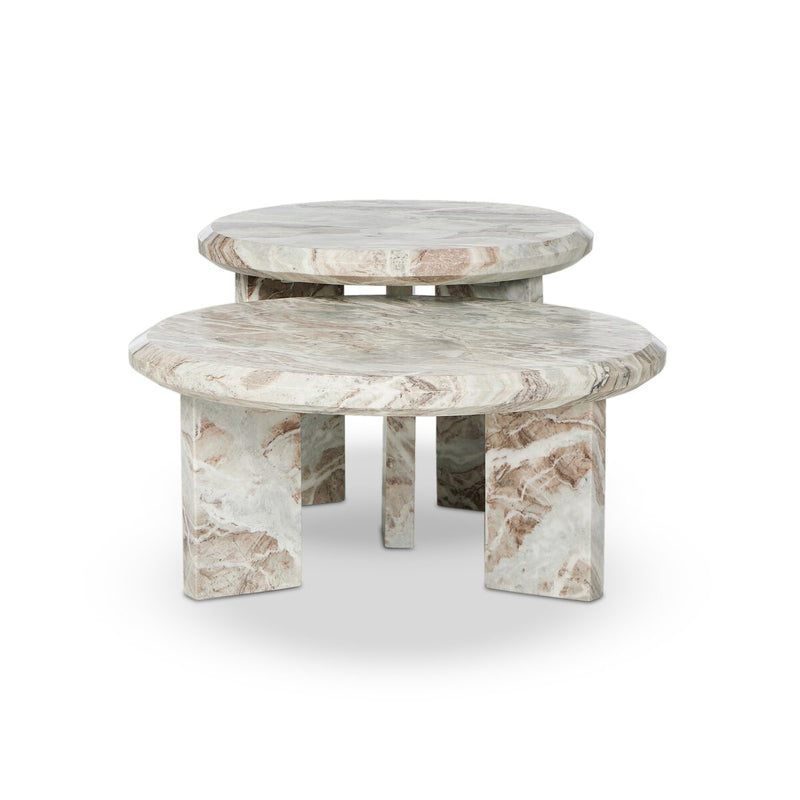 Dakota Nesting Coffee Tables - Creamy Taupe Marble Solid