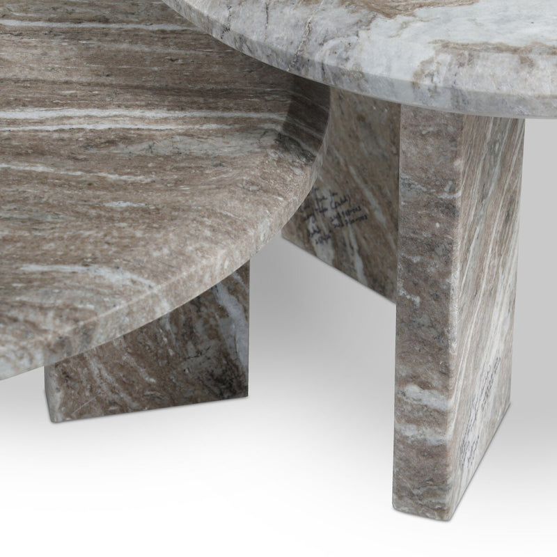 Dakota Nesting Coffee Tables - Dark Taupe Marble Solid