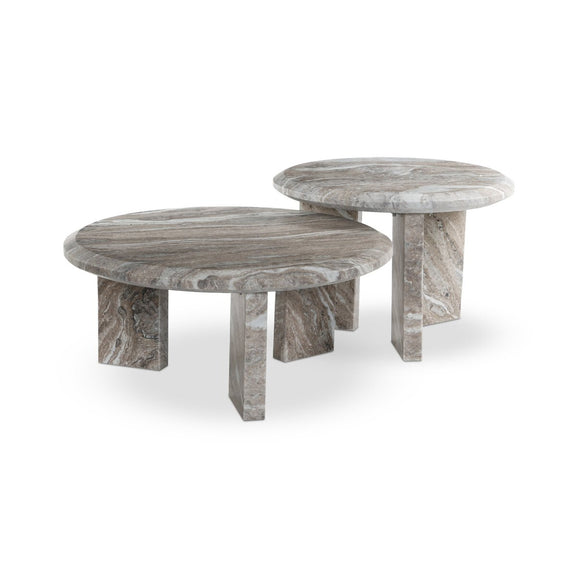 Dakota Nesting Coffee Tables - Dark Taupe Marble Solid