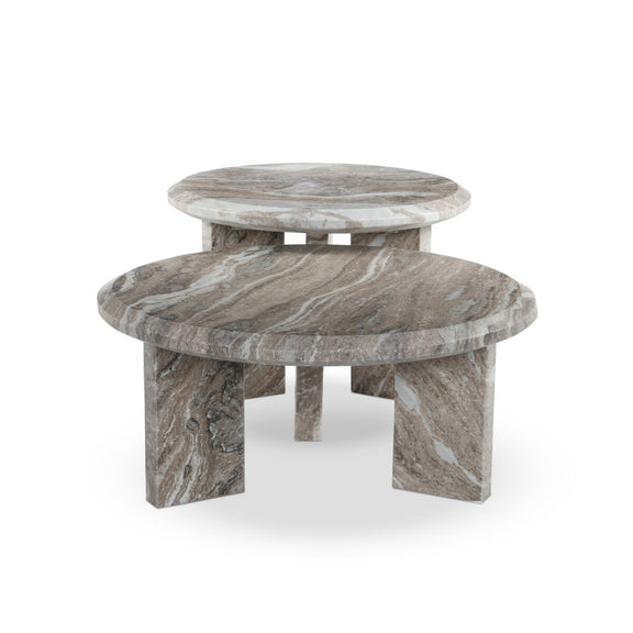 Dakota Nesting Coffee Tables - Dark Taupe Marble Solid