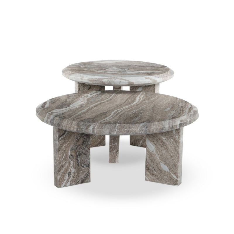 Dakota Nesting Coffee Tables - Dark Taupe Marble Solid