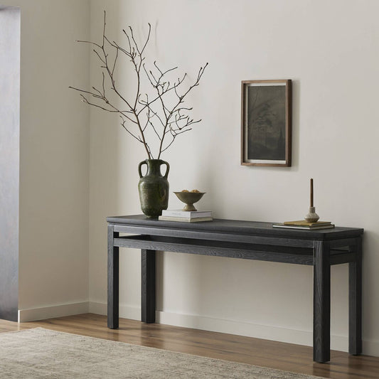Oman Console Table - Rustic Black Veneer