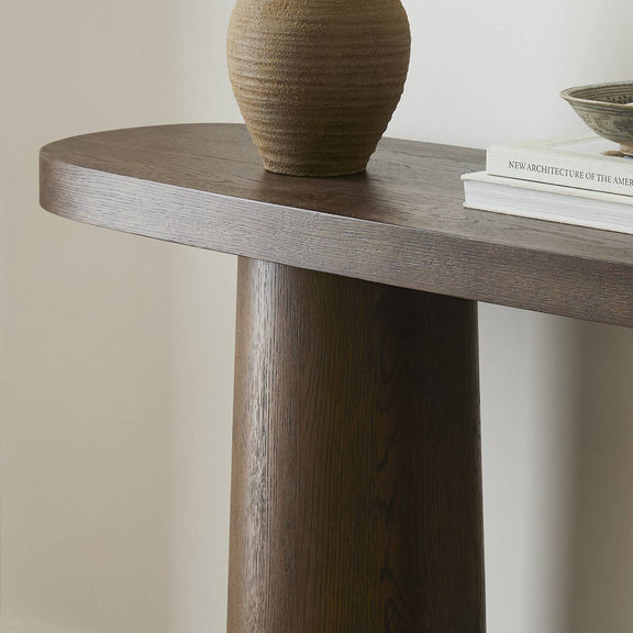 Valen Console Table - Rustic Brown Oak Veneer