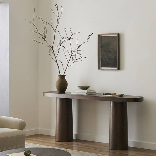 Valen Console Table - Rustic Brown Oak Veneer