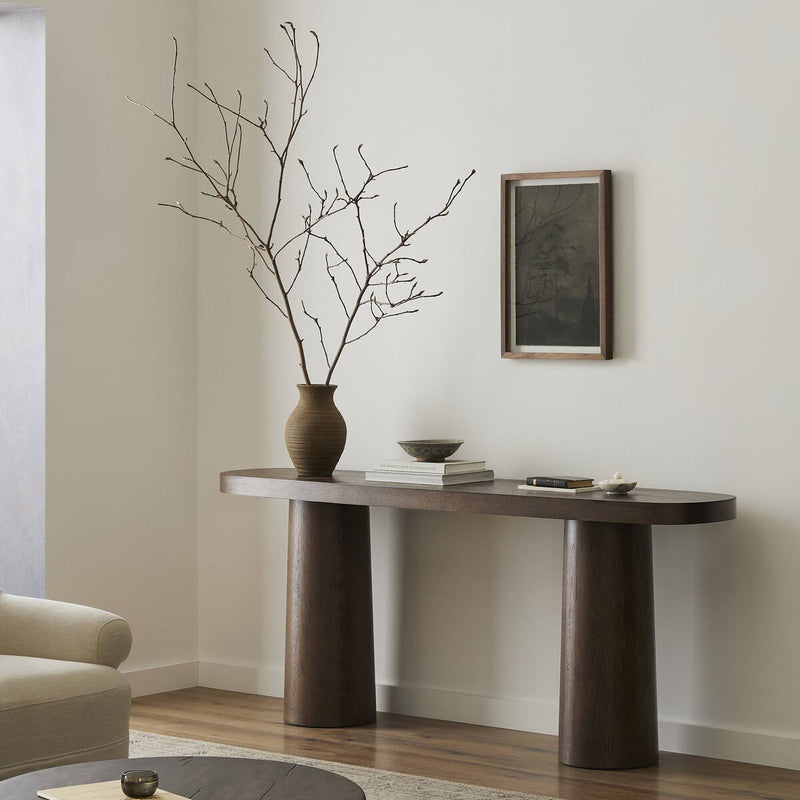 Valen Console Table - Rustic Brown Oak Veneer