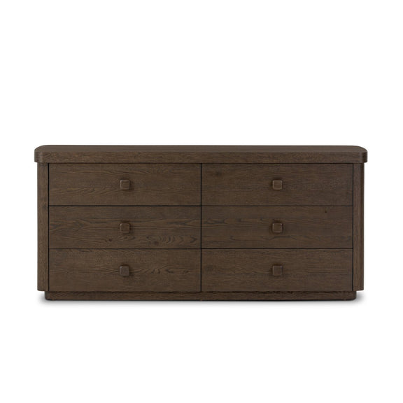 Valen 6 Drawer Dresser - Rustic Brown Oak Veneer