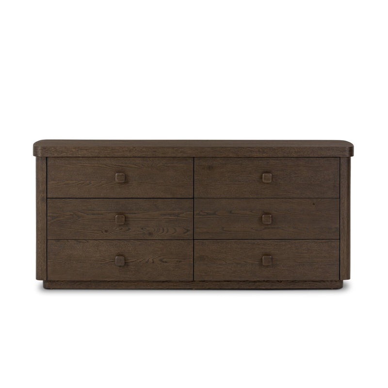 Valen 6 Drawer Dresser - Rustic Brown Oak Veneer