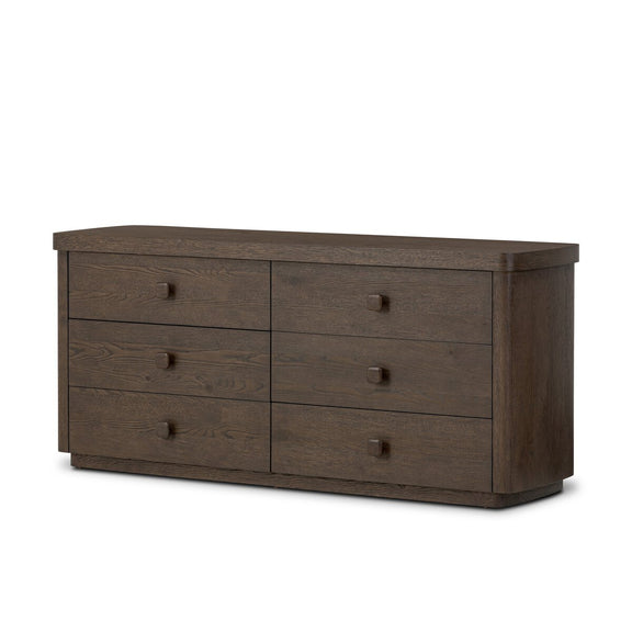 Valen 6 Drawer Dresser - Rustic Brown Oak Veneer